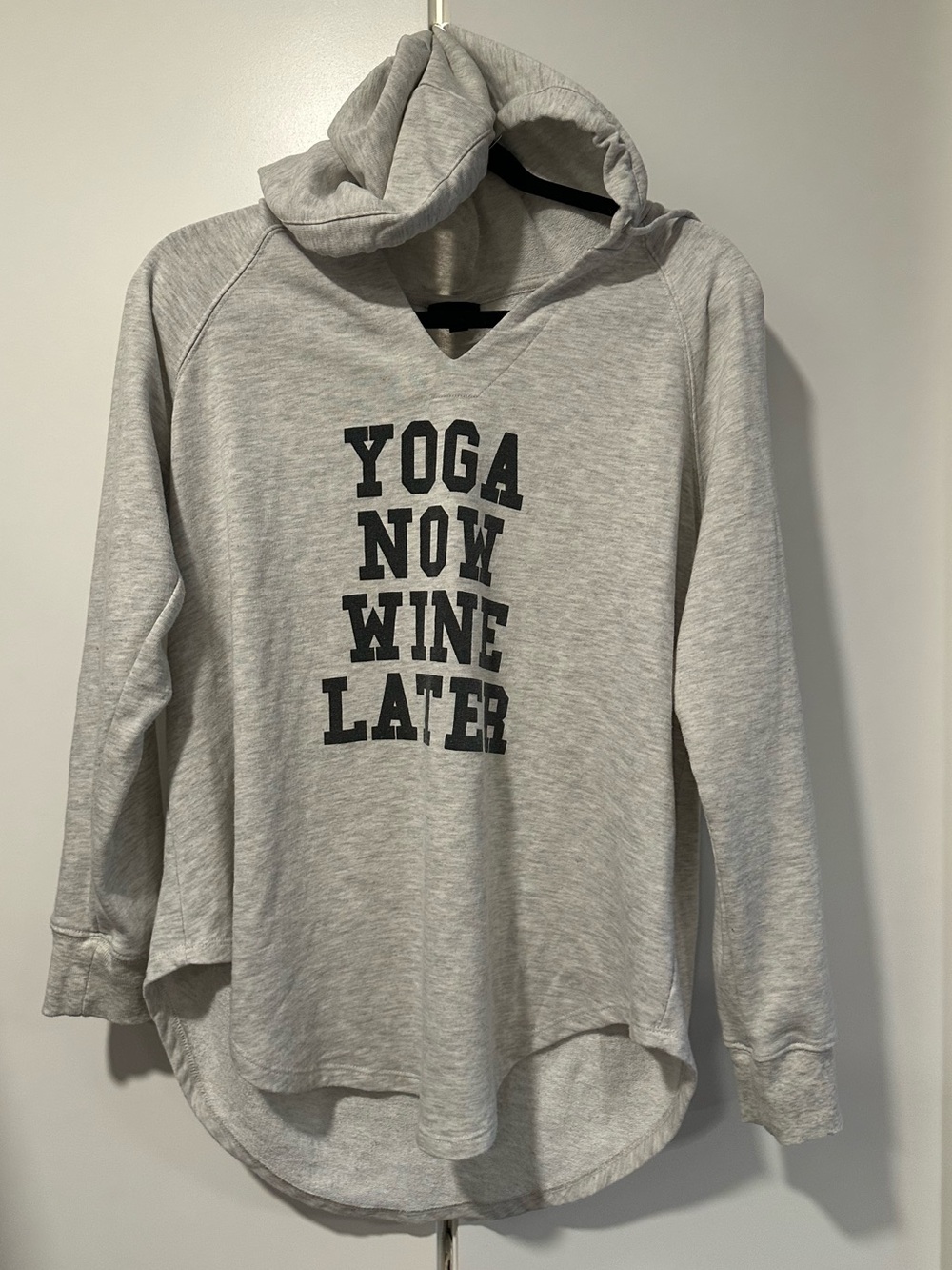 Torrid 00 Women's Gray 'Yoga Now Wine Later' Hooded Pullover